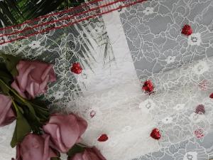 Quality 100 Yards Red Heart Party Sequin Embroidered Fabric wholesale