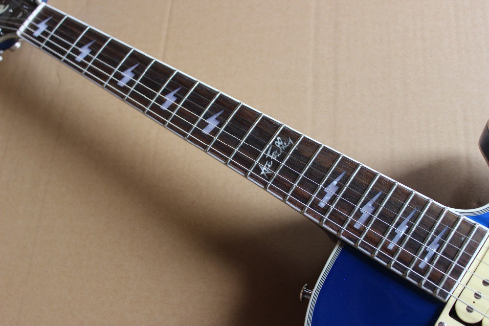 Custom shop Ace frehley signature 3 pickups Blue Burst Silver Sparkle Mahogany Body LP Electric Guitar