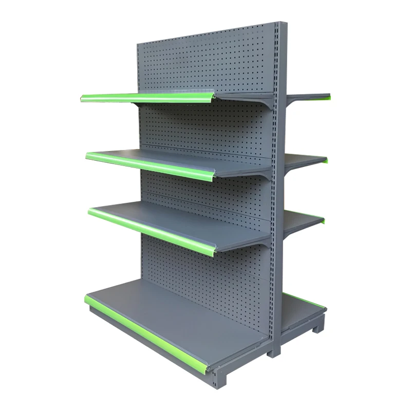 Factory Custom Fashionable gondola rack double sided shelves