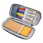 Durable Zip Up Pencil Case With Compartments , Students Stationery Pencil Pouch
