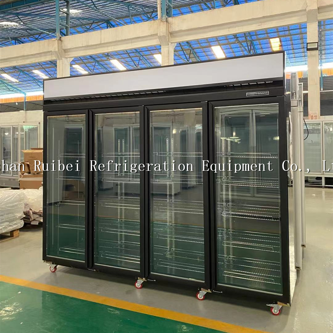 Commercial 4 doors refrigerator freezer glass door display cooler