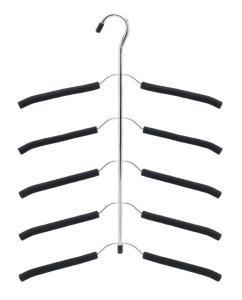 Quality 5 Layers Chrome Wire Hangers , Black Stainless Steel Coat Hangers wholesale