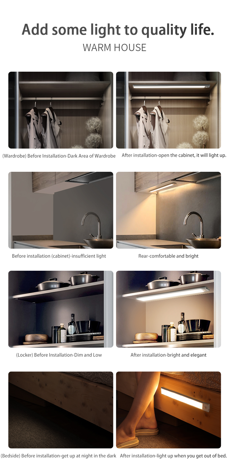 Stick-anywhere 3.7V Modern 80 Indoor Motion Sensor Led Lights with DC5V Input Voltage