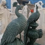 Green Marble Peacock Statue Sculpture Life Size Natural Stone Carvings Animal