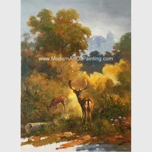 Quality Canvas Classic Animal Oil Painting , Two Deer Framed Wall Art 24&quot; X 36&quot; For Reading Room wholesale