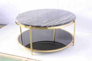 Quality Double Glass Round Coffee Table With Gold Metal Home Use wholesale