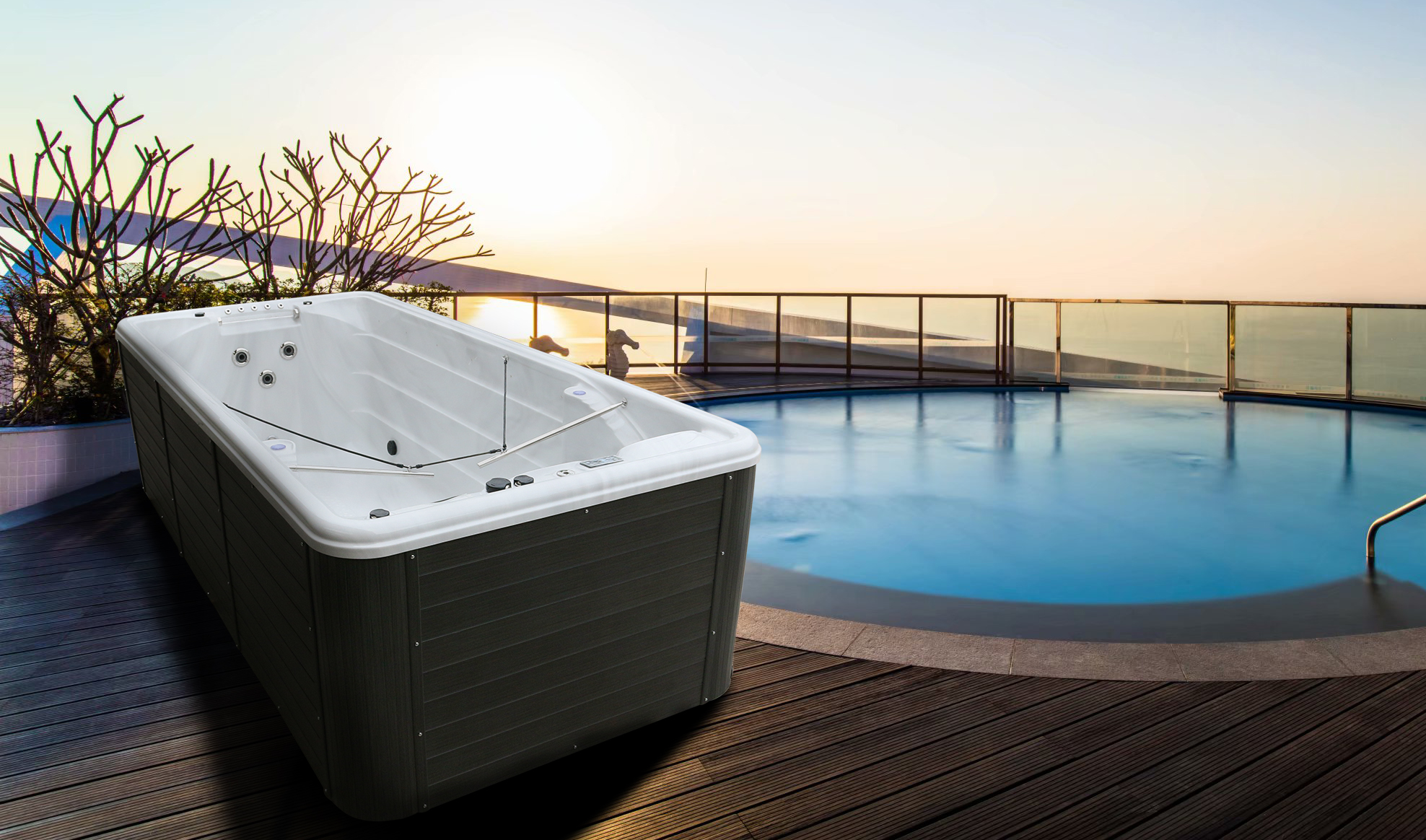 4.8m Outdoor Spa Hot Tub Endless Swim Spa Acrylic Swimming Pool