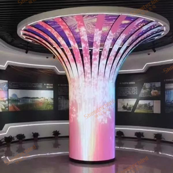Indoor P2.5 Soft Module Curved Flexible LED Display Screen For Cylindrical Column