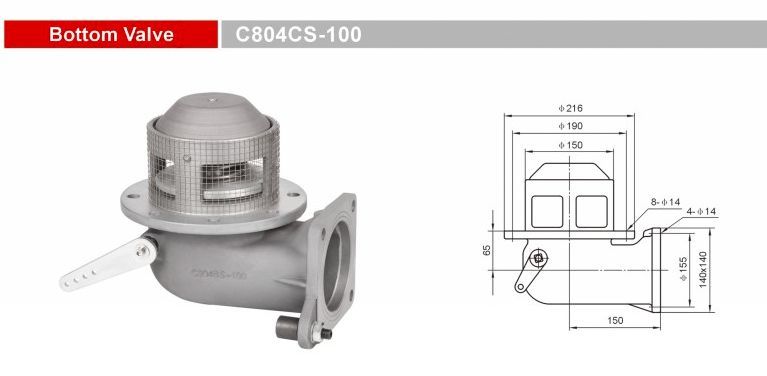 4 Inch Dia 100 Bottom Valves-Emergency Valves