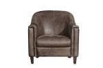 Home Grey Leather Leisure Armchair With Handwork Brasss Nail Heads Decor