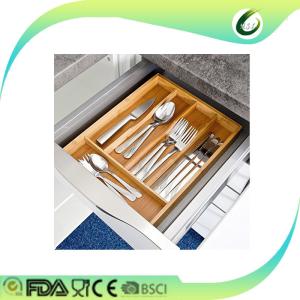 Quality Durable Bamboo Drawer Organizer Expandable Natural Colour For Utensils Cutlery wholesale