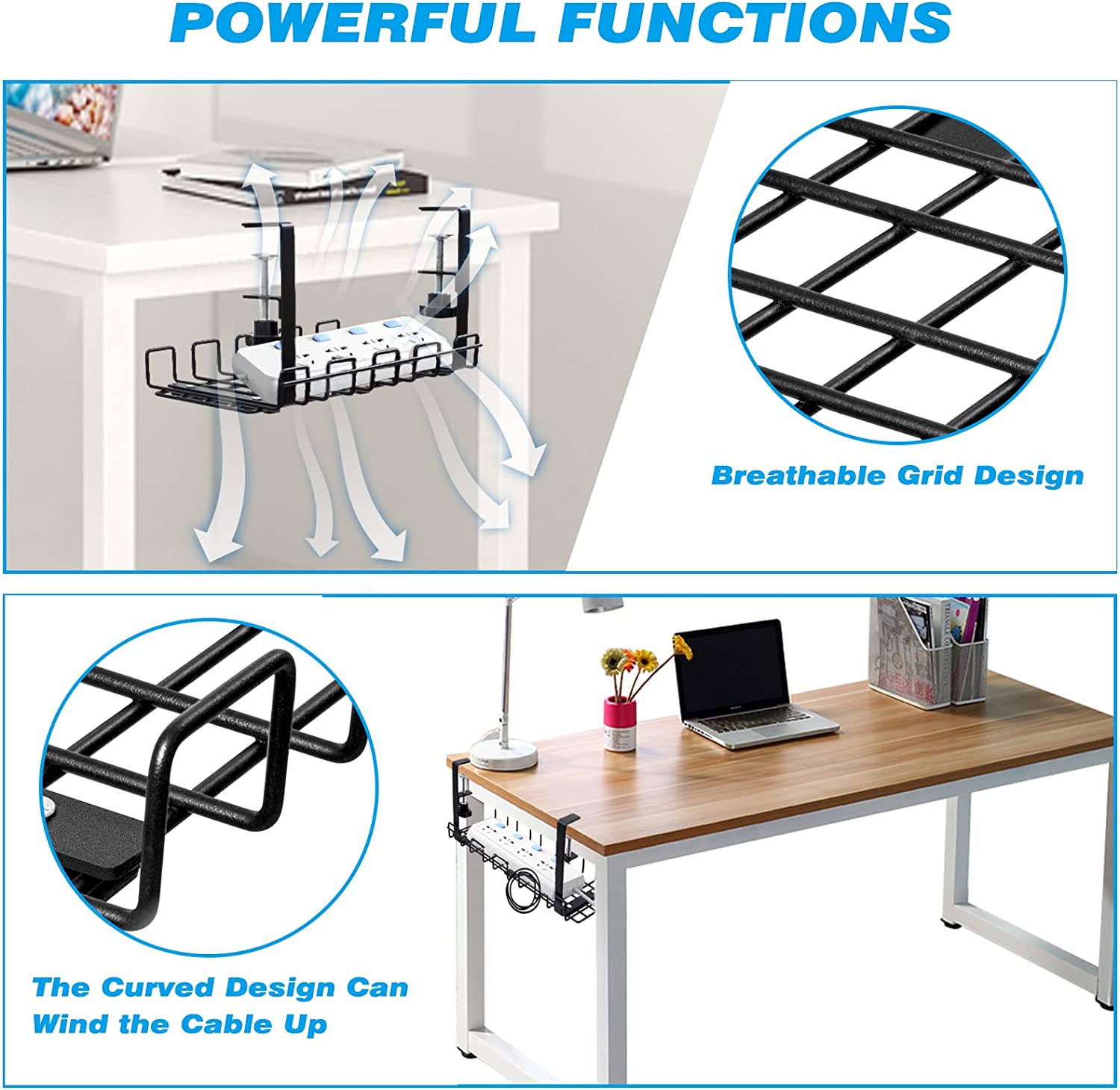 Adjustable Under Desk Cable Management Tray For Interior Office Living Room Furniture