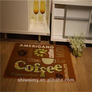 Quality Anti-slip brown Coffee pattern printed kitchen mat wholesale