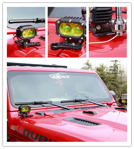 Jeep Wrangler JL/JLU A-Pillar Windshield Hood Mount Bracket Off-Road Light Bar Mounts