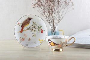 Quality SGS 12OZ Elegant Bone China Cappuccino Cups Afternoon Tea Set wholesale
