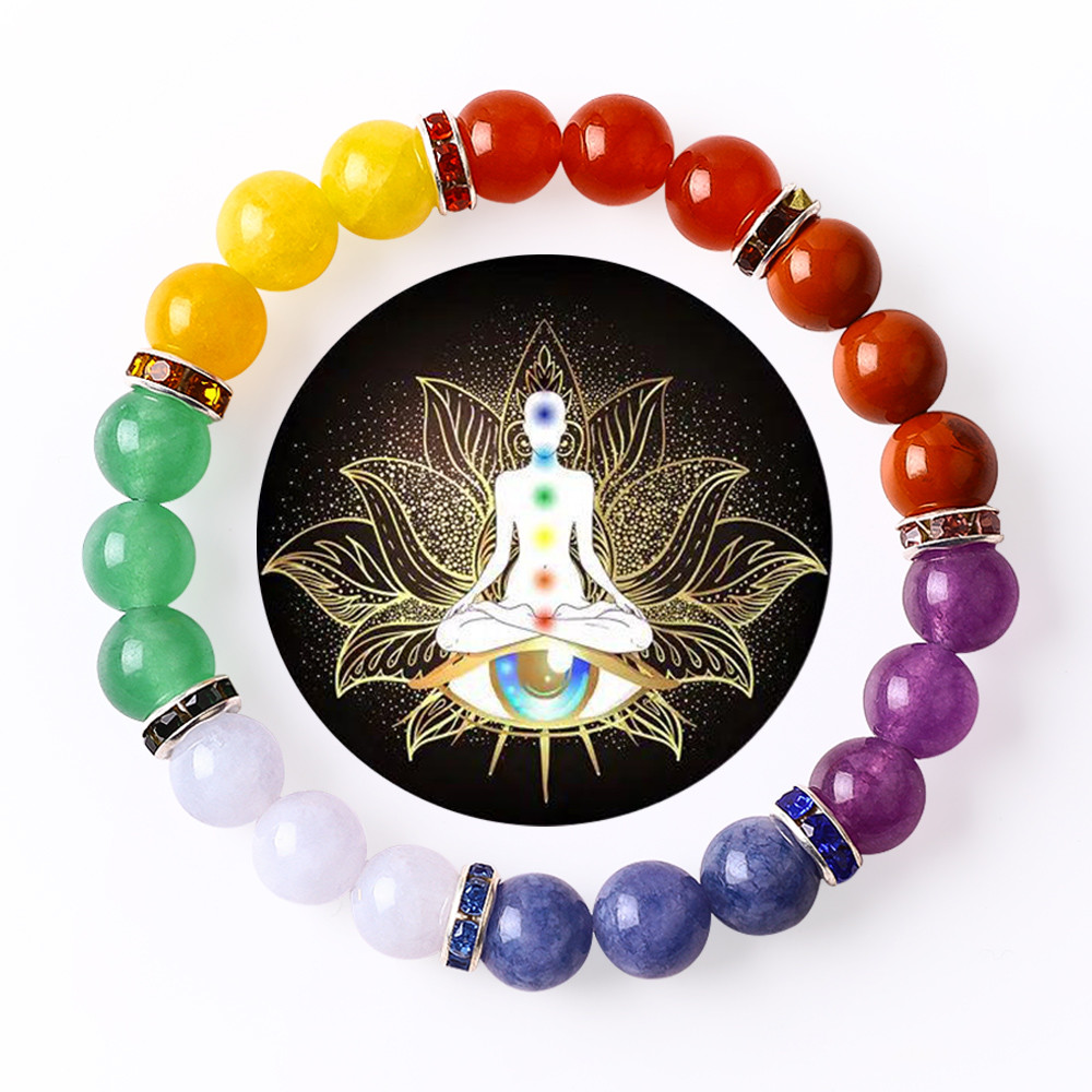 4mm/6mm/8mm/12mm Handmade Crystal 7 Chakra Bracelet Length 18cm
