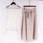 Women 100 Organic Cotton Striped Midi Skirt