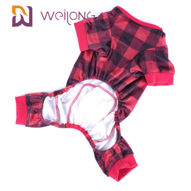 Poly Print Flannel Pet Pajama Warmth Customizable Plaid Dog Pajamas