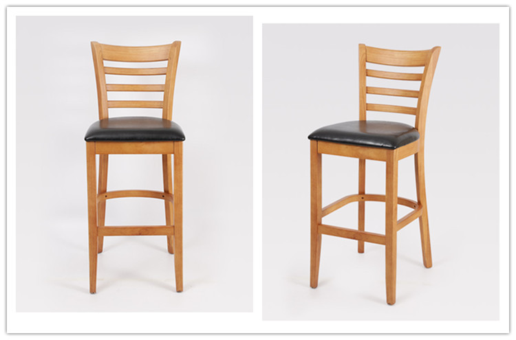 Wooden Cafe Bar Stools With Backs Retro Industrial 65cm 25.59"