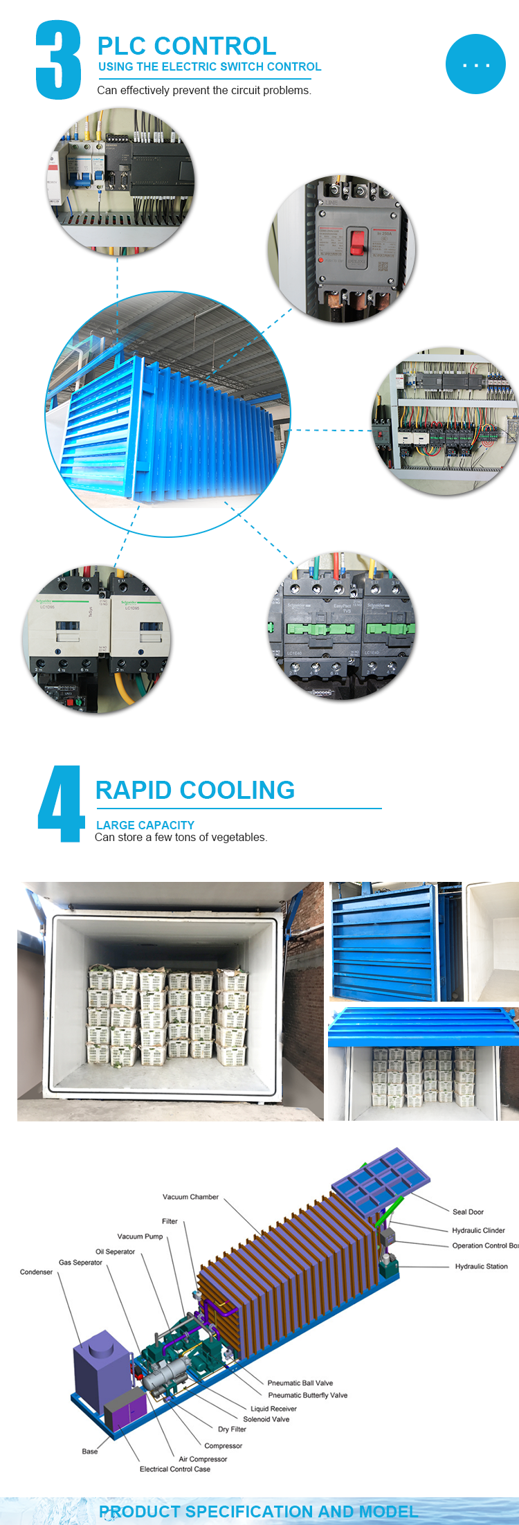 High Durability Hydro Vacuum Cooling 1 - 24 Pallets With PLC Control System