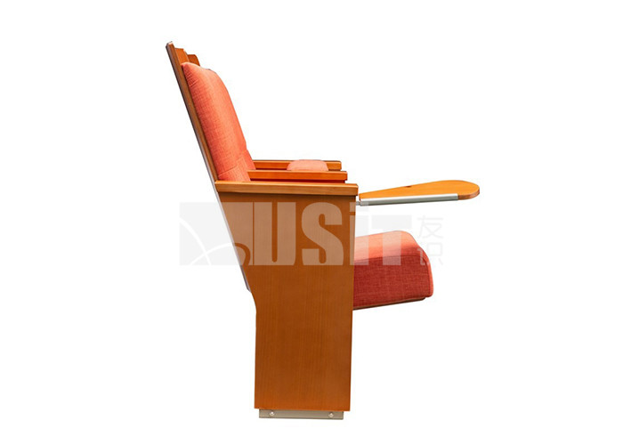 Molded Foam Fabric Orange Lecture Hall Chair With Writing Tablet