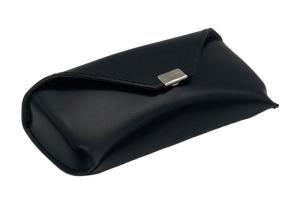 Quality Black Large Folding Hard Leather Glasses Case With Button wholesale