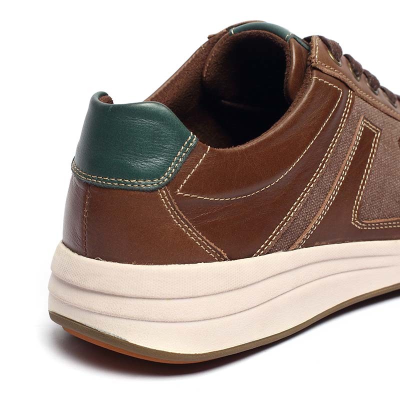 Brown Antiskid Genuine Breathable Leather Shoes Lace Up Type