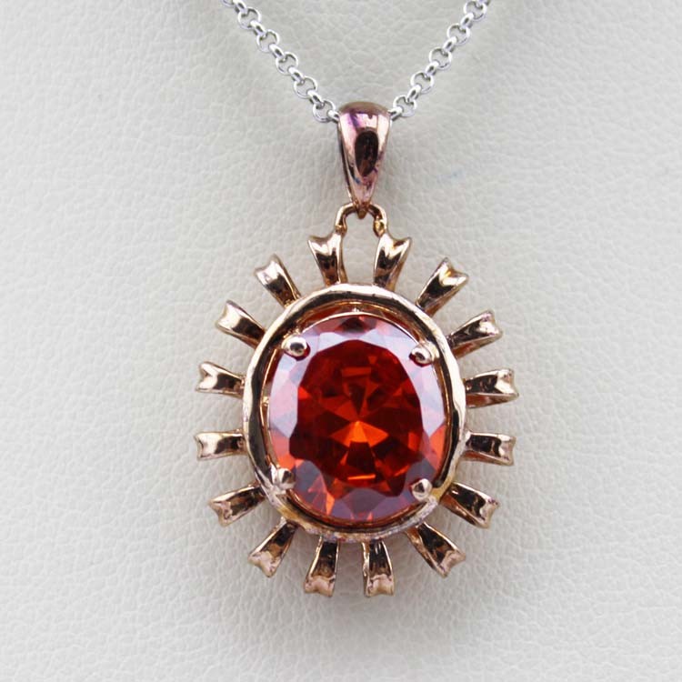 Women Jewelry 925 Silver 10mmx12mm Oval Amethyst Cubic Zircon Pendant (PSJ0188)