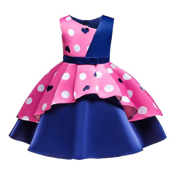 New Arrival Pink Wave Point Heart-Shaped Flower Girl Dress Disfraz Christmas