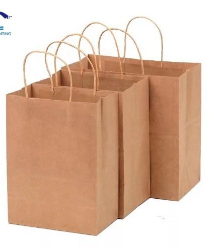 Brown Kraft Paper Shopping Bags Offset Printing Apparel Paper Bag Customized