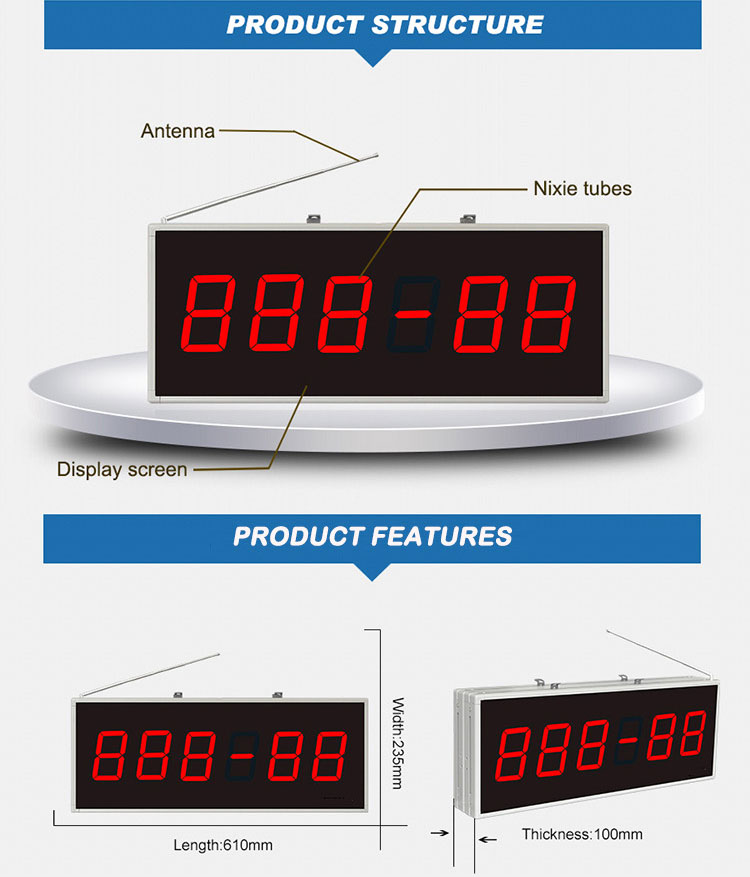 Restaurant remote wireless calling system big double side led screen receiver