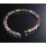 Princess Multicolour Cubic Zironia Tennis Bracelet Charm Women Wedding Jewelry