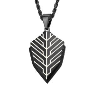 Quality Anniversary Occasion Men's Leaf Shape Necklace Stainless Steel and Blue Plated Design wholesale