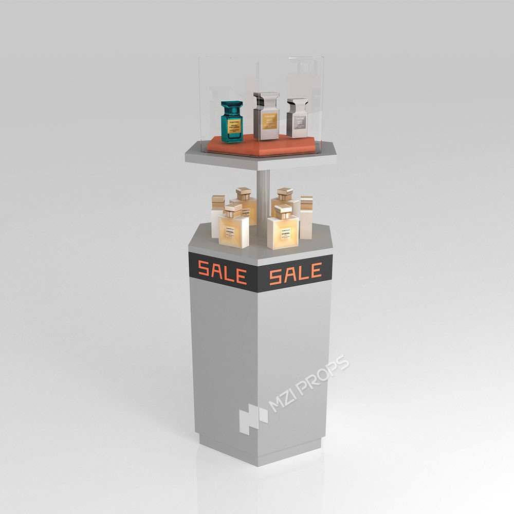 GDR05-JC05 Makeup Display Rack with 3mm Orange Semi-Transparent Acrylic Assembled Box for Fashion Boutique