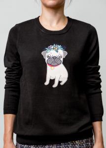Quality Women's 100% COTTON applique embroidery knitted pullover sweater wholesale