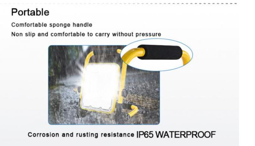 4000K 170lm/W Portable LED Flood Light USB Charge Emergency Mode 60W
