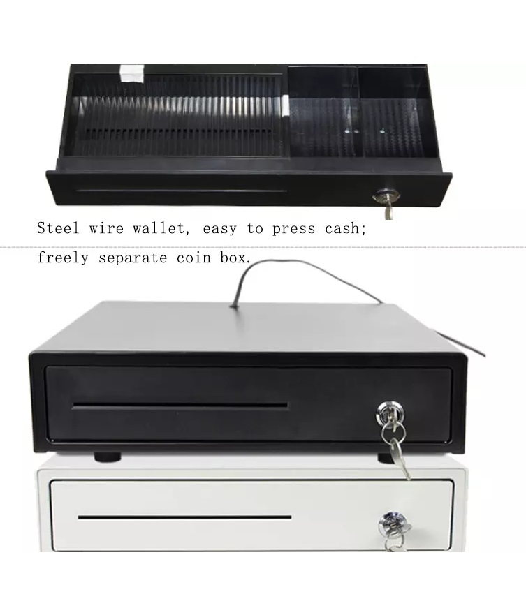 Metal ABC Plastic Cash Drawer RJ45/RJ11 Interface Port for POS Terminal Grey White Color