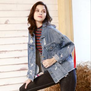 Quality BF Loose Personality Short Denim Jacket With Ribbon wholesale