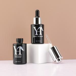Quality Round Serum Dropper Bottles 30ml With Silver Dropper Oil Packaing wholesale