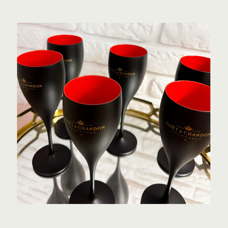 Party Plastic Champagne Flutes Moet Chandon Glass Wine Drinkware Black Red 2 Color
