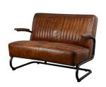Metal Base Wood Arm Rustic Leisure Vintage Leather Sofas With Leather Arms