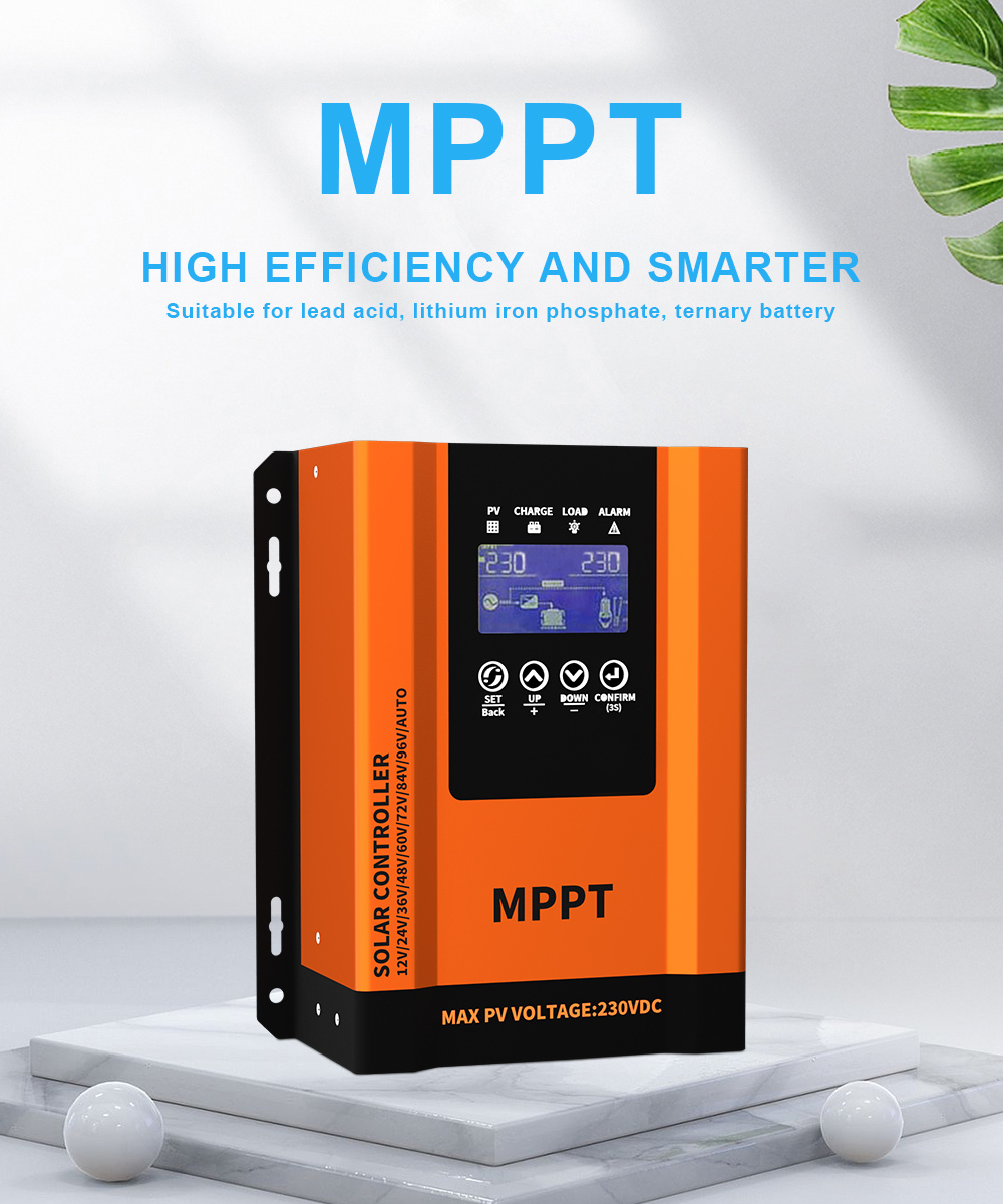 LCD Display MPPT 40A Solar Charge Controller 12V-96V Solar Controller Regulator Auto Work and IP 21 Protection Level