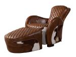 Defaico Furniture Retro Real Leather Saddle Footstool With Fur