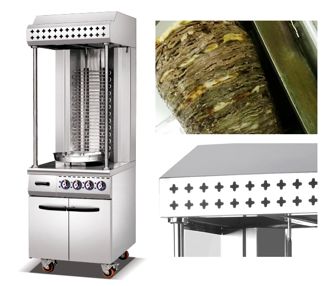Double Shawarma Commercial Electric Kebab Making Machine With Cabinet For Hotel Stainless Steel