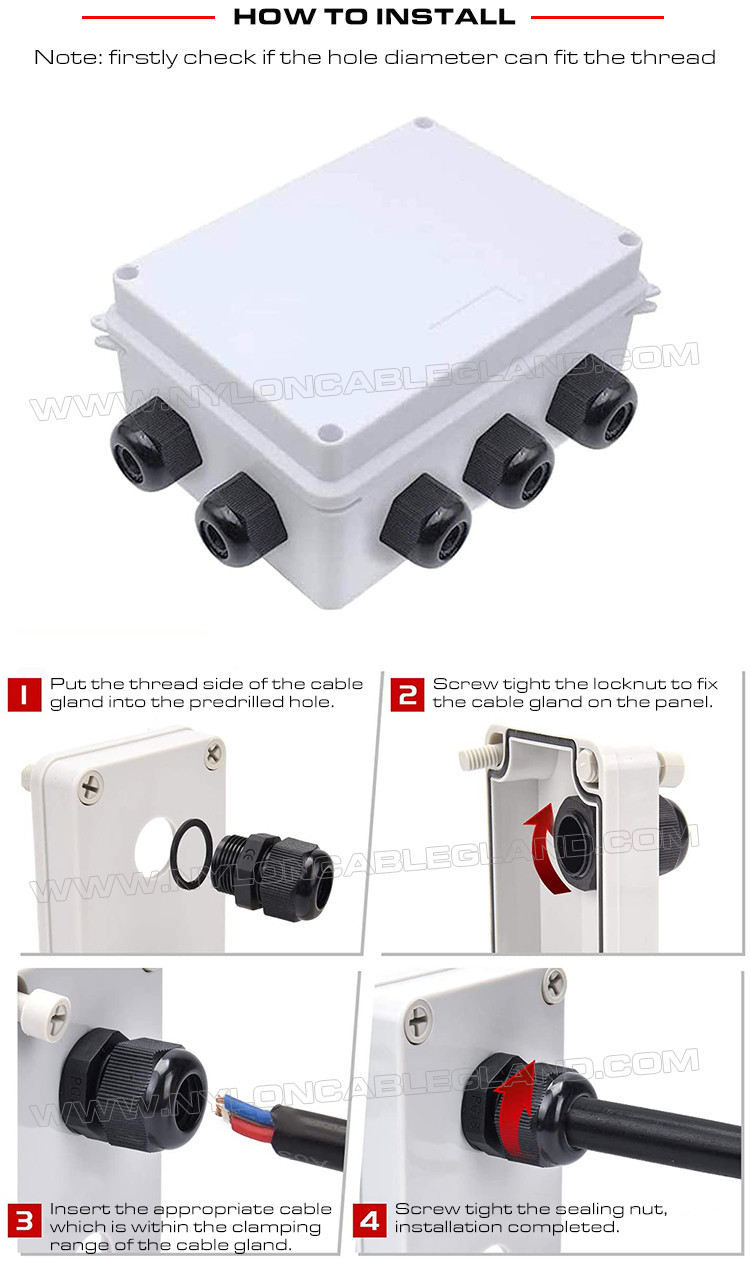 PG7-PG48 Nylon Adjustable Cable Glands, PG Plastic Compression Glands IP68 Connectors for Electric Equipment