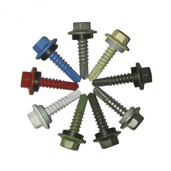 Color Coated Magni Coating SS410 Self Drilling Metal Screws Hex Head With Epdm