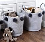 3pcs Set Pompom Decoration Baby Gift Hamper Cotton Rope Round Woven Laundry