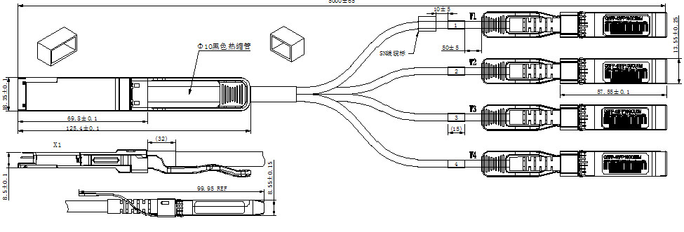 100G QSFP28 to 4xSFP28 Passive Direct Attach Copper (DAC) Twinax Cables 0.5m-3m for data center