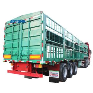 Quality 3 Axle Cargo Transport Truck Trailers for Cattle Carrier Steel Farm Fence Semi Trailers wholesale
