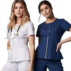Quality OEM Service Custom Logo Solid Color Stretch Fashionable Medical Nursing Uniform wholesale